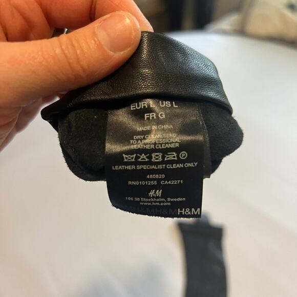H&M Black leather gloves L - Picture 2 of 6